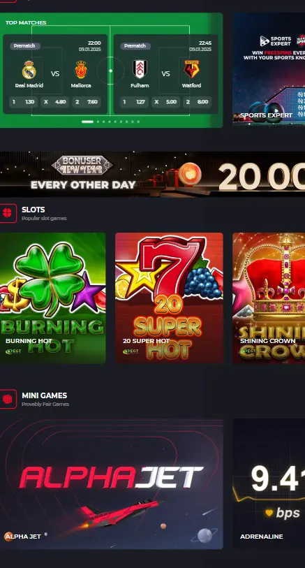 Version mobile du casino BetLive sur smartphone